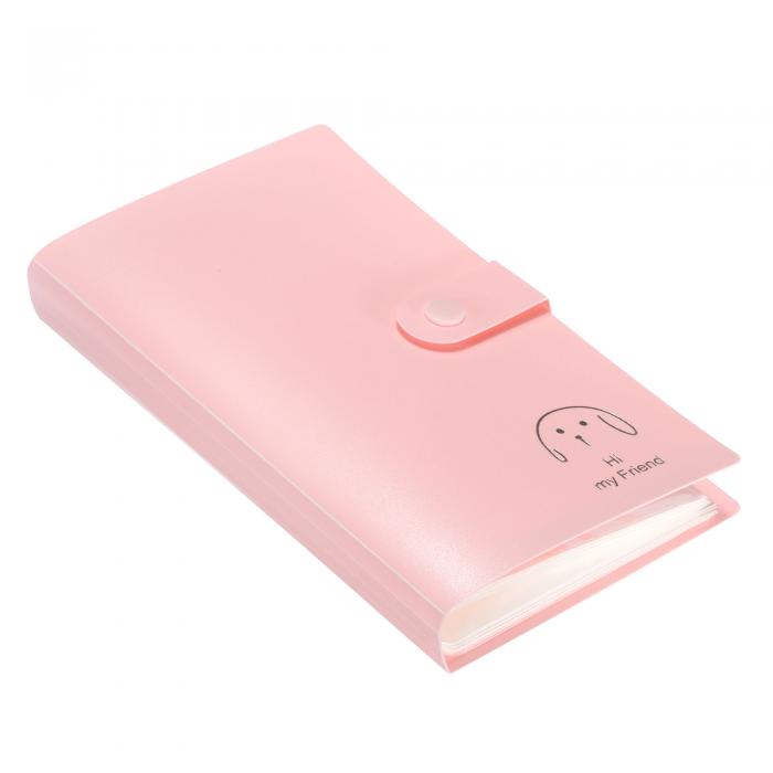 PATIKIL 名刺入れ 1個 プラスチック 携帯カードバインダー ブックネームカードオーガナイザー ギフトカード 女性男性用 ピンク