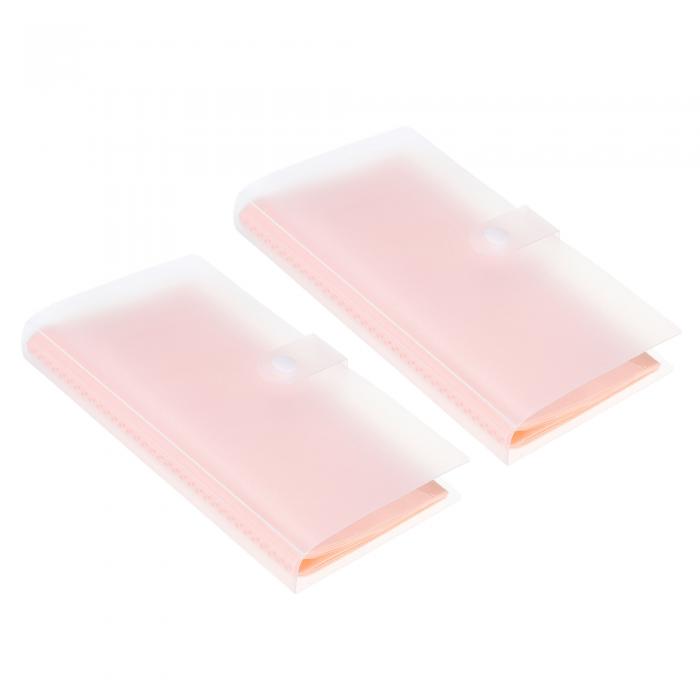 PATIKIL 名刺入れ 2個 プラスチック 携帯カードバインダー ブックネームカードオーガナイザー 女性男性用 ピンク