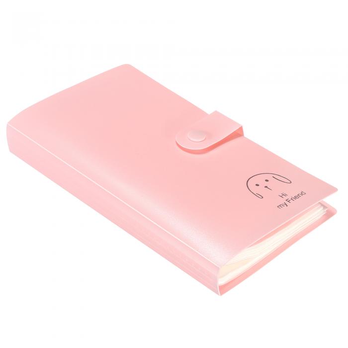 PATIKIL 名刺入れ 1個 プラスチック クレジットカード 携帯カードバインダー ブックネームカードオーガナイザー 女性男性用 ピンク