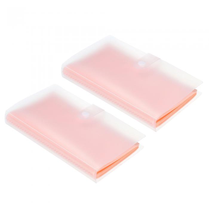 PATIKIL 名刺ホルダー 2個 プラスチック ポータブル カードバインダー ブック ネームカードオーガナイザー 女性男性用 ピンク