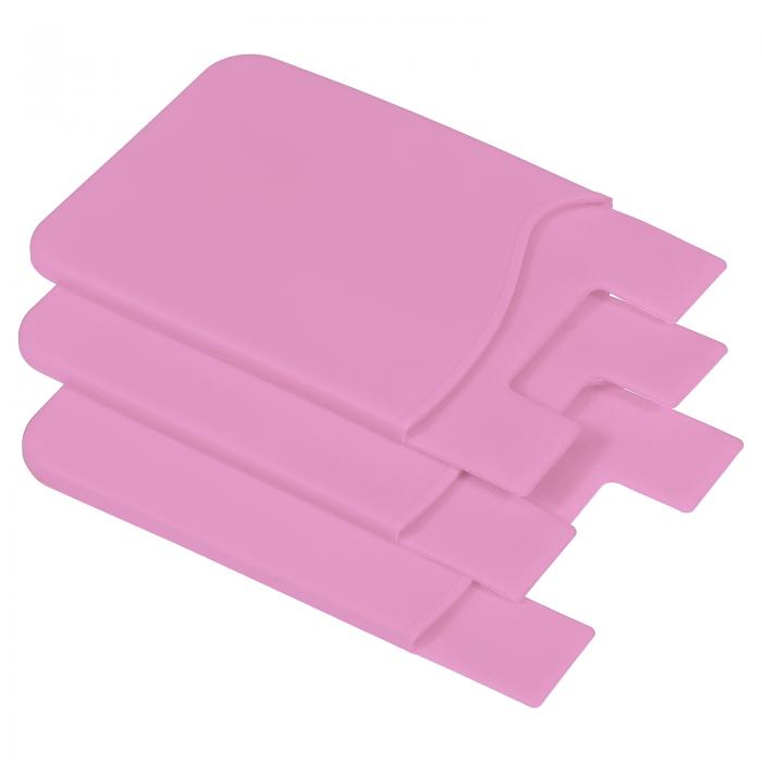 PATIKIL 携帯電話カードホルダー 3個入り スマートフォンバックカードスリーブシリコンケース 裏面接着剤付き クレジットカードイヤホン用 ピンク