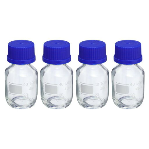PATIKIL 50mL メディアボトル 4本入り 丸型グラデーションガラス保存瓶 ブルー ネジキャップ ラボホーム用 クリア PATIKIL 50mL メディアボトル 4本入り 丸型グラデーションガラス保存瓶 ブルー ネジキャップ ラボホーム用 クリア