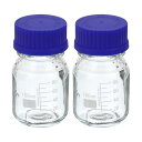 PATIKIL 100mL 培地ボトル 2個 丸型 目盛りガラス 保存瓶 ブルースクリューキャップ ラボ ホーム用 クリア