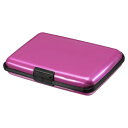 PATIKIL ミニRFIDウォレットクレジットカードホルダー アルミニウム 財布 6スロットケース 名刺 ID カード用 ピンク