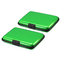 PATIKIL ミニRFIDウォレットクレジットカードホルダー 2個 アルミニウム 財布 6スロットケース 名刺 ID カード用 グリーン