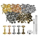 uxcell 100セットのレザーリベット 8mm x 12mm メタルダブルキャップリベットスナップスタッズファスナー 3個の設置ツール付き レザークラフトD...