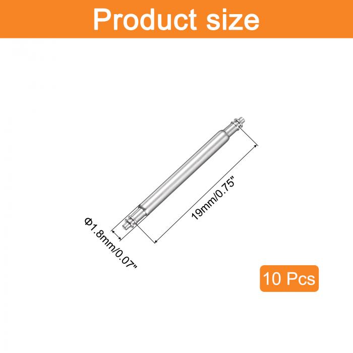 uxcell 10個1.8 x 19mm時計バネバーピン ステンレス鋼時計バンドリンクピンバネバー修理ツール メタルチェーンレザーストラップ時計用 シルバー