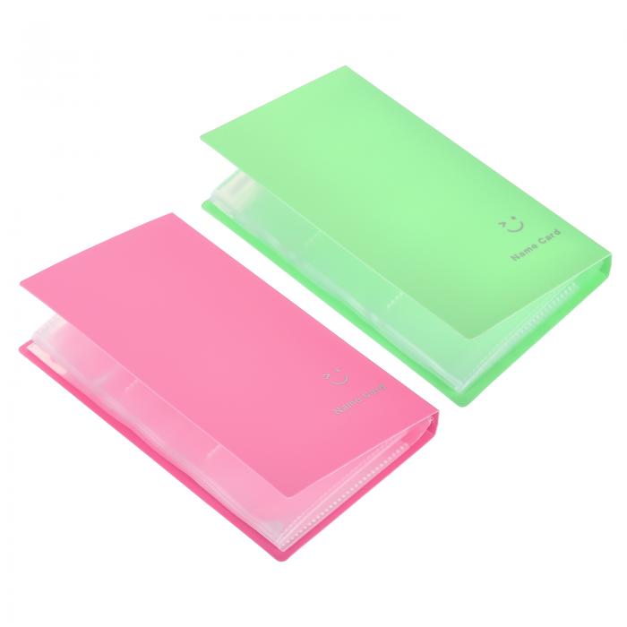 PATIKIL 名刺入れ 2個 プラスチック 携帯カード バインダーブック フォトカードオーガナイザー カード保管用 ピンク レッド イエロー グリーン