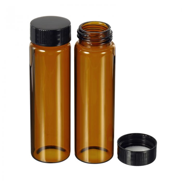PATIKIL 40mL 培地ボトル 10個 丸型ガラス保存瓶 プラスチック ネジキャップ ラボ ホーム用 ブラウン