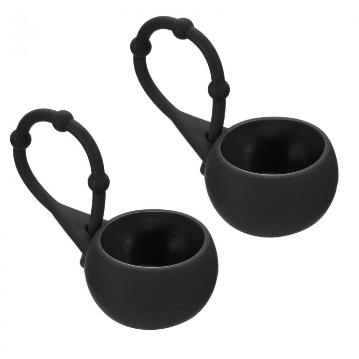 PATIKIL ゴルフボールホルダー 2個入り シリコーン 保護 スリーブ ウエストキーリング ポータブル ゴルフバッグベルト用 ノット付きのカバー ブラック