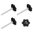 uxcell クランプねじノブ 4個 M5 x 50mm 六角形スターノブ プラスチックグリッ プ 手締めねじハンドル 傘ベース 機械家具用 直径25mm