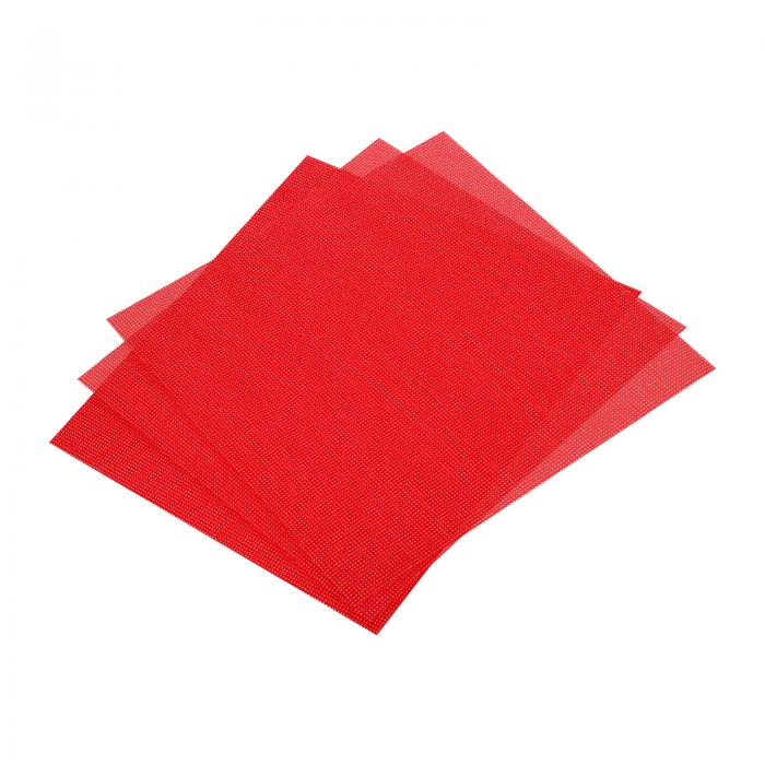 PATIKIL 11カウント クロスステッチクロス 25 x 25cm 3枚 刺繍 コットン 生地 DIY 針仕事用 レッド