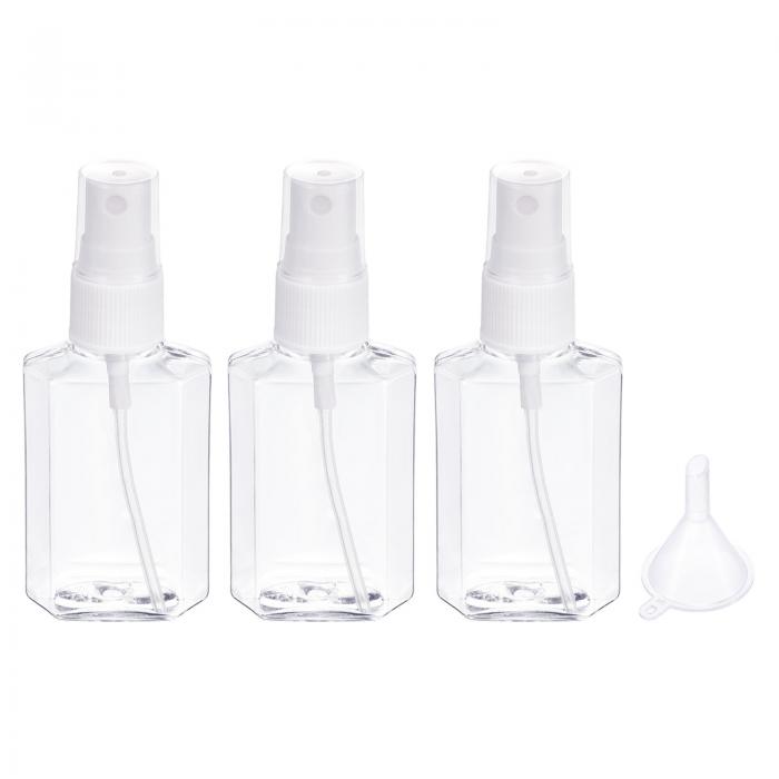 PATIKIL 60ml 45x65mm クリアトラベルボトルセット 3合1セット スプレーボトル 漏斗付き シャンプー ローション クリームソープ用