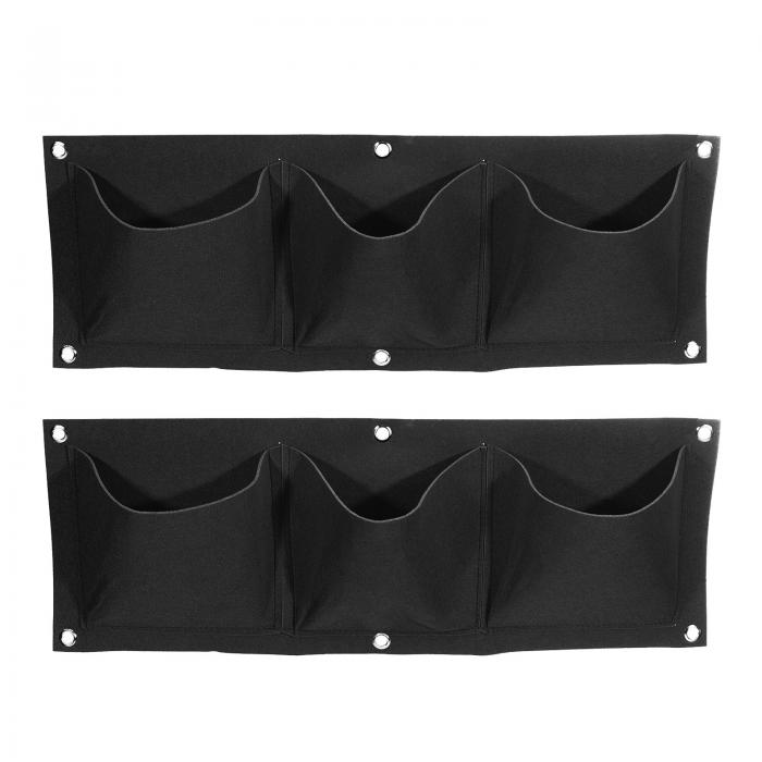 uxcell 縦吊りグローバッグ 3ポケット付き 壁掛け フェルト生地 植木鉢バッグ 植物の容器 庭 家 装飾用..