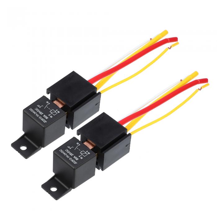 uxcell カーリレー ソケットハーネス付き 4ピン 24V 80Amp モデル JD2912 80A 28VDC 車載用リレースイッチ 2個入り