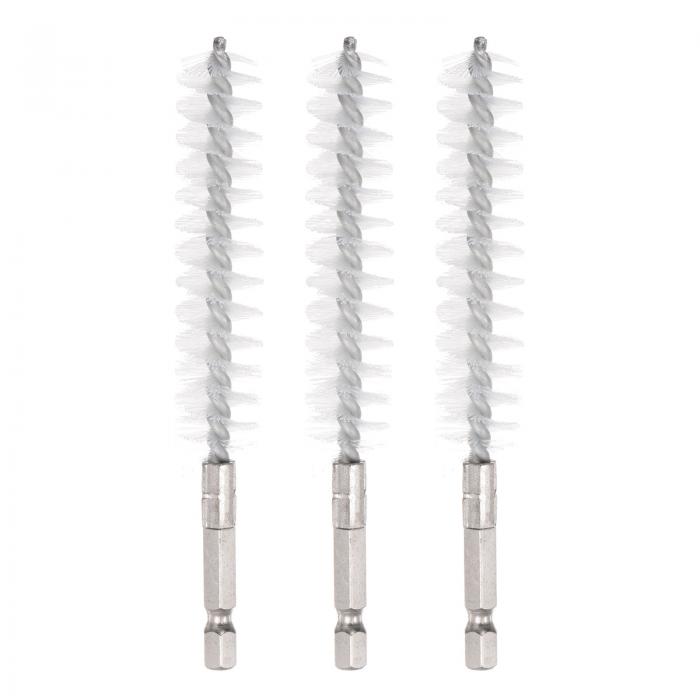 uxcell ナイロンドリルブラシ 17mm直径 ワイヤブラシのクリーニング ハンドル付き 6.35mm 六角シャンク 配管 ポート 軸受用 3個入り