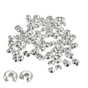 uxcell 600個 圧着ビーズカバー 4mm 圧着ビード 結び目のカバー 丸開き ビーズエンドチップ ジュエリー製作用 自作 シルバー(4)
