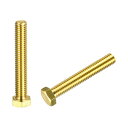 uxcell ブラス製六角形ネジ 六角形ボルト フルスレッド ソリッドブラス製 マシン用 グレード4.8 M4x6mm 2個入(4)