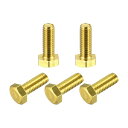 uxcell 真鍮六角ボルト 全ねじ グレード4.8 ソリッド 黄銅六角ボルト 小ねじ 機械ねじ M6x16mm 5個
