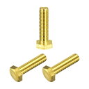 uxcell 真鍮六角ボルト M10x40 mm 十分ねじ 等級4.8 ソリッドブラス六角ボルト 機械ネジ 3個(4)