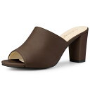 Allegra K サボ ミュール サンダル スライド チャンキーヒール スリップオン レディース コーヒー 25.5cm(4)