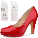 Perphy パンプス プラットフォーム スティレットヒール メリージェーン レディース レッド 26.0cm