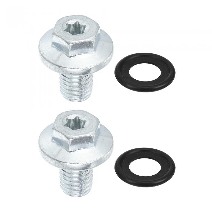 uxcell 鋼製エンジンオイルドレンプラグネジ Chevroletに対応 Silverado 1500 2500 3500 HD Malibu S10 Monte Carloに対応 M12x1.75 シルバートーン 2個