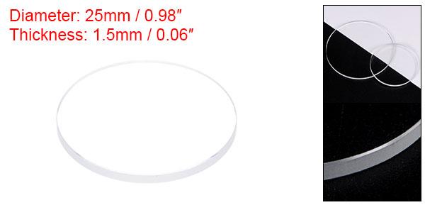 uxcell 時計クリアクリスタルレンズガラス 25mm直径 1.5mm厚さ ラウンドフラット ミネラル高透過率 時計ガラス交換部品 時計修理用