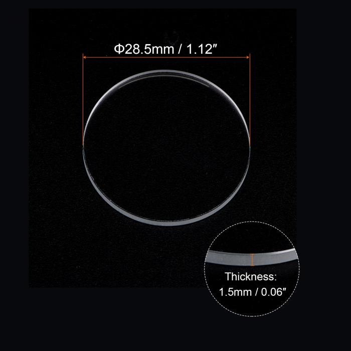 uxcell 時計クリアクリスタルレンズガラス　28.5mm直径　1.5mm厚さ　ラウンドフラット　ミネラル高透過率　時計ガラス交換部品　時計修理用