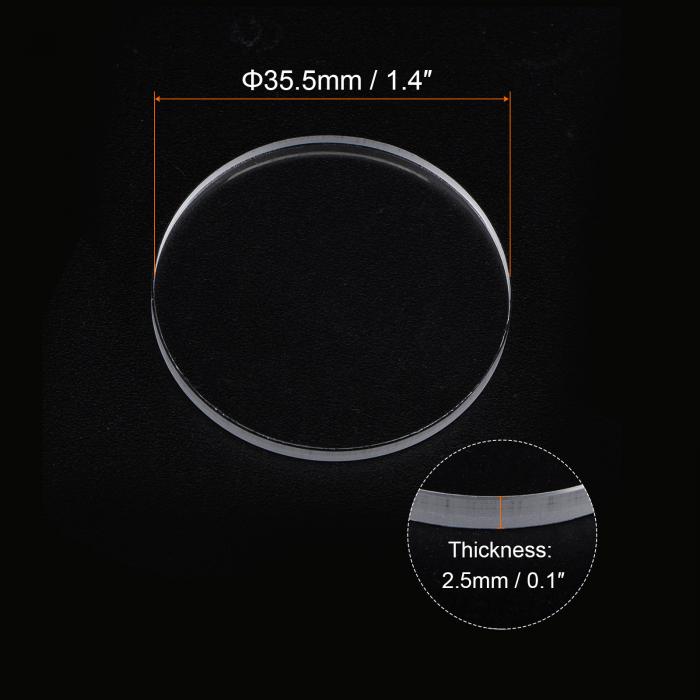 uxcell 時計クリアクリスタルレンズガラス　35.5mm直径　2.5mm厚さ　ラウンドフラット　ミネラル高透過率　時計ガラス交換部品　時計修理用