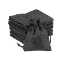 uxcell ダブル巾着袋 コットン黄麻布ポーチ ジュエリー スとパイス ビーン キャンディー ギフト袋 7cm x 9cm ブラック 10個
