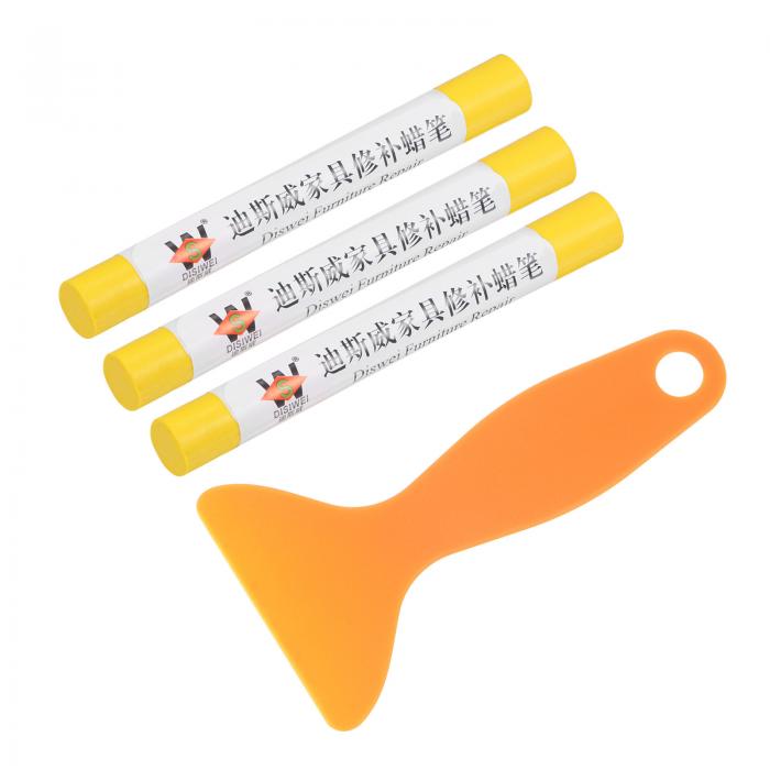 uxcell 木製家具リペアセット スティック　クレヨンマーカー　リムーバー　家具床用　イエロー　スパチ..