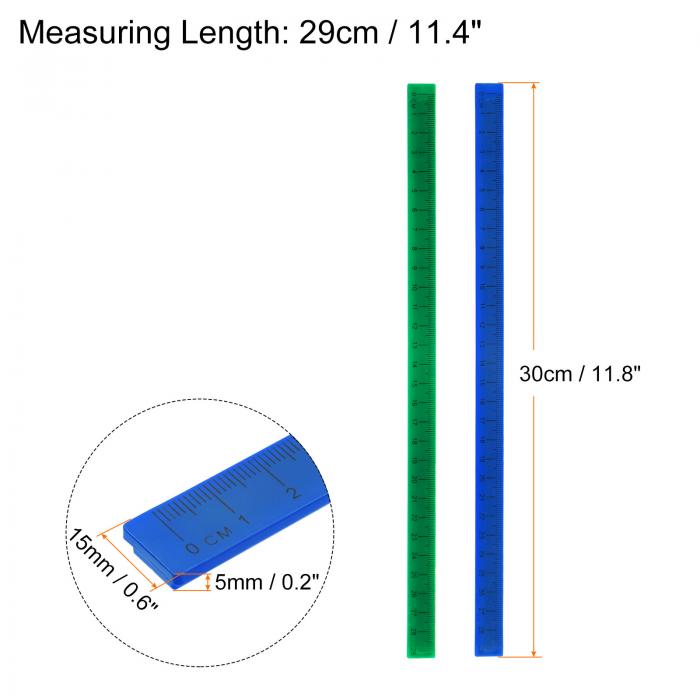 uxcell ホワイトボード磁気定規 メトリック 黒板 ストレート定規 オフィス測定ツール 29 cm グリーン ディープブルー 3個 3
