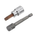 uxcell T40 トルクスビットソケット ドライブトルクソケット 六角シャンクアダプター 9.5mmスクエアドライブ CR-V S2スチール 48mm長さ