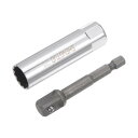 uxcell 14mm スパークプラグソケットレンチセット 六角シャンクパワードリルアダプター付 9.5mmドライブ 12ポイント 弾片内蔵 CR-Vスチール