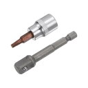 uxcell T25 トルクスビットソケット ドライブトルクソケット 六角シャンクアダプター 9.5mmスクエアドライブ CR-V S2スチール 48mm長さ