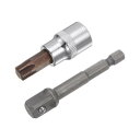 uxcell T50 トルクスビットソケット ドライブトルクソケット 六角シャンクアダプター 9.5mmスクエアドライブ CR-V S2スチール 48mm長さ