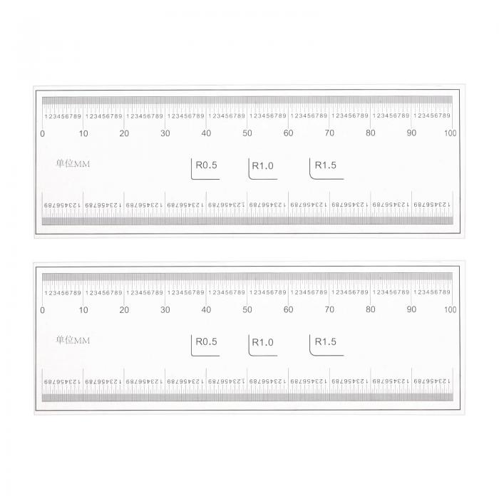 uxcell フィルムフレキシブル定規 10 cm 0.1 mmスケール Rアングルと幅線付き PET樹脂製 折りたたみ直定規 校正ソフト定規 測定ツール 工場用 透明 2個