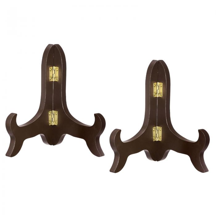 uxcell 127 mmイーゼルプレートホルダー 木製折りたたみ式ディスプレイスタンド 装飾的な写真フレーム用 ブラウン 2個入り