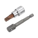 uxcell T45 トルクスビットソケット ドライブトルクソケット 六角シャンクアダプター 9.5mmスクエアドライブ CR-V S2スチール 48mm長さ