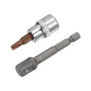 uxcell T27 トルクスビットソケット ドライブトルクソケット 六角シャンクアダプター 9.5mmスクエアドライブ CR-V S2スチール 48mm長さ