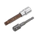 uxcell M12 スプラインビットソケット スクエアビットソケット 六角シャンクアダプター 13 mmスクエアドライブ CR-V S2スチールビット 100...