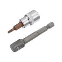 uxcell T15 トルクスビットソケット ドライブトルクソケット 六角シャンクアダプター 9.5mmスクエアドライブ CR-V S2スチール 48mm長さ