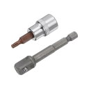 uxcell T20 トルクスビットソケット ドライブトルクソケット 六角シャンクアダプター 9.5mmスクエアドライブ CR-V S2スチール 48mm長さ