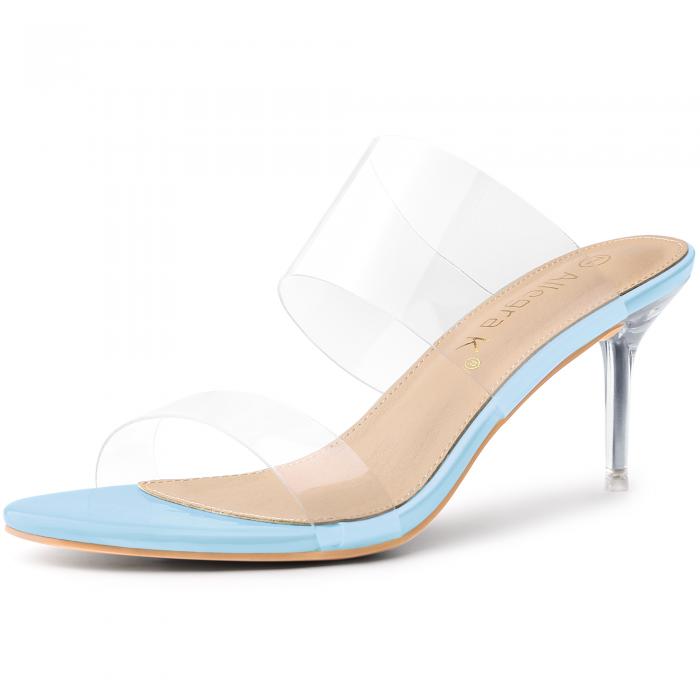 Allegra K ミュール サンダル クリアサンダル ピンヒール スライド レディース スカイブルー 27.0 cm