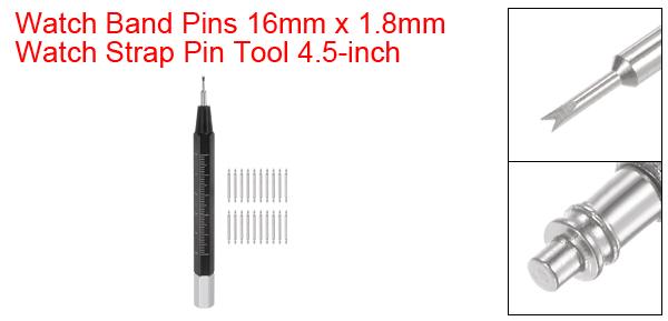 uxcell 腕時計バンドピン スプリングリンクピン ピン除去 ばね棒ツール ステンレススチール製時計ストラップ付き 時計バンドの修理用 114 mm時計バンド 交換工具 16 mm x 1.8 mm 20個