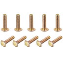 uxcell 正方形のボルト M6x25mm フルスクリュー カーボン鋼 グレード4.8 スクェアマシン用 スクリュー ゴールドトーン 10個入り(4)