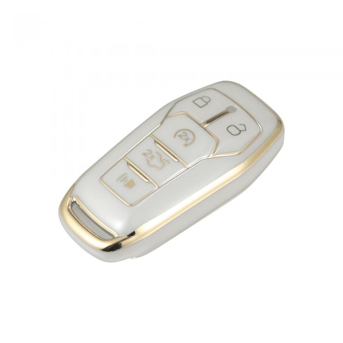 X AUTOHAUX 車のリモートキーフォブケースカバー 5つのボタン 全面保護 TPU Fordに対応 Fusionに対応 2013-2016に対応 Fordに対応 F150に対応 2015-2017に対応 Fordに対応 Mustangに対応 2015-2017に対応 ホワイト