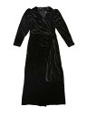 Allegra K レディース ベルベット ドレス ラップ Vネック イブニング パーティー マキシドレス ブラック S(4)