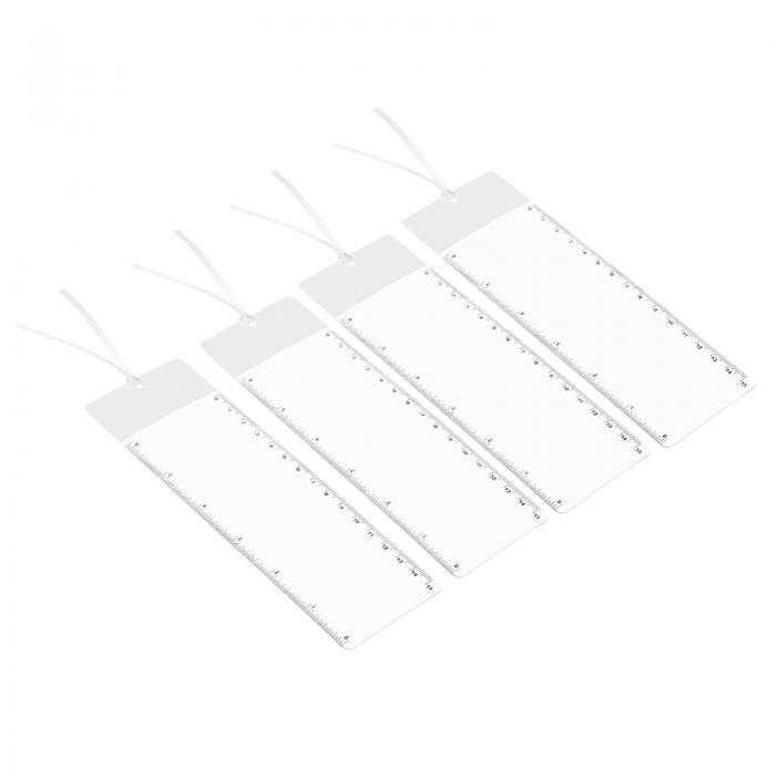 PATIKIL ルーラー付きのブックマークマグニファイア 4個入り 3X拡大 シート ページ 拡大器 レンズ 低視..